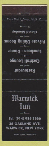 Matchbook Cover - Warwick Inn Warwick NY