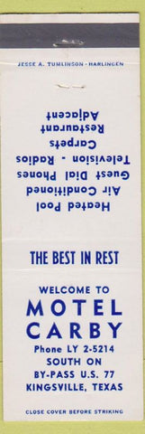 Matchbook Cover - Motel Carby Kingsville TX