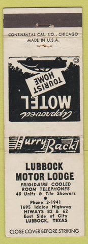 Matchbook Cover - Lubbock Motor Lodge TX
