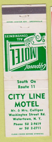 Matchbook Cover - City Line Motel Watertown NY