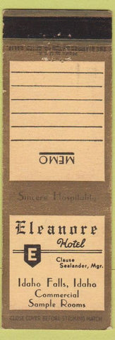 Matchbook Cover - Eleanor Hotel Idaho Falls ID