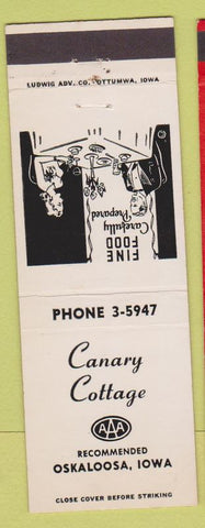 Matchbook Cover - Canary Cottage Oskaloosa IA