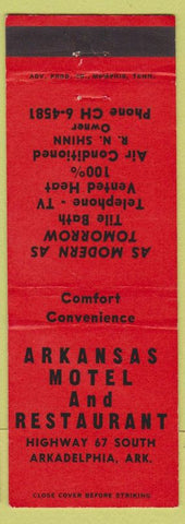Matchbook Cover - Arkansas Motel Restaurant Arkadelphia AR red