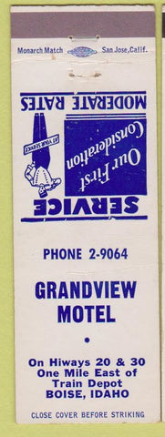 Matchbook Cover - Grandview Motel Boise ID