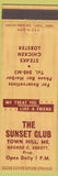 Matchbook Cover - Sunset Club Town Hill ME George Abbott restaurant