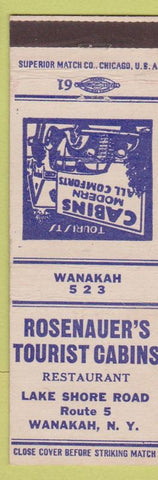 Matchbook Cover - Rosenauer's Tourist Cabins Wanakah NY