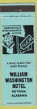 Matchbook Cover - William Washington Hotel Dothan AL