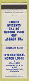 Matchbook Cover - International Motor Lodge International Falls MN