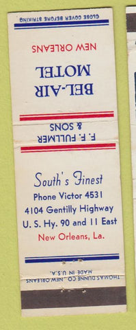 Matchbook Cover - Bel Air Motel New Orleans LA