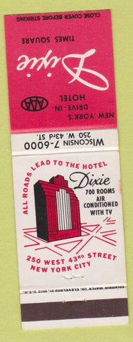 Matchbook Cover - Dixie Hotel Times Square New York City
