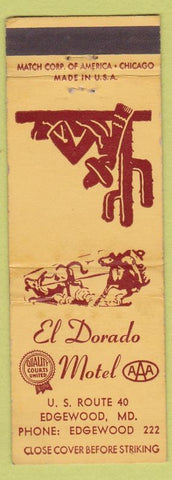 Matchbook Cover - El Dorado Motel Edgewood MD cactus AAA low phone #