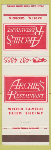 Matchbook Cover - Archie's Restaurant Darien GA Fried Shrimp