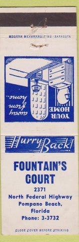 Matchbook Cover - Fountain's Court Pompano Beach FL