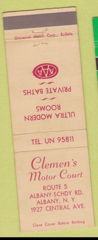 Matchbook Cover - Clemen's Motor Court Albany NY