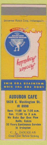Matchbook Cover - Audubon Cafe Indianapolis IN