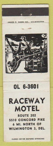Matchbook Cover - Raceway Motel Wilmington DE harness racing scene WEAR