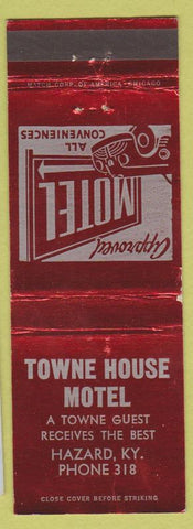Matchbook Cover - Towne House Motel Hazard KY low phone # WEAR