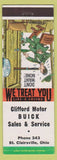Matchbook Cover - Clifford Buick sales ST Clairsville OH door to door salesman