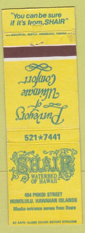 Matchbook Cover - Shair Waterbeds Honolulu Hawaii  WEAR