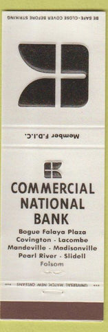 Matchbook Cover - Commercial Bank Covington Lacombe Mandeville Slidell LA