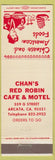 Matchbook Cover - Chan's Red Robin Cafe Motel Arcata CA girlie