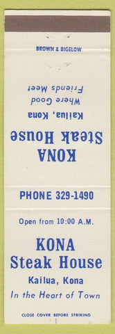 Matchbook Cover - Kona Steak House Kailua Kona Hawaii