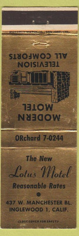 Matchbook Cover - Lotus Motel Inglewood CA