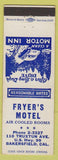 Matchbook Cover - Fryer's Motel Bakersfield CA