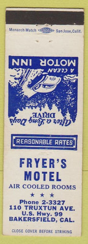 Matchbook Cover - Fryer's Motel Bakersfield CA