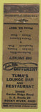Matchbook Cover - Tuma's Lounge Bar Restaurant Rocky River OH WEAR BBQ