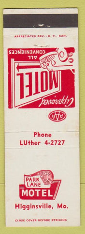 Matchbook Cover - Park Lane Motel Higginsville MO