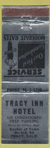 Matchbook Cover - Tracy Inn Hotel Tracy CA