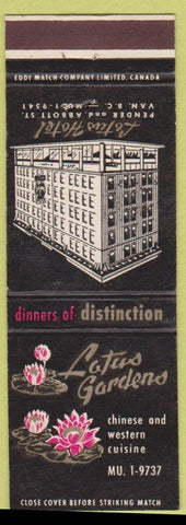 Matchbook Cover - Lotus Hotel Vancouver BC