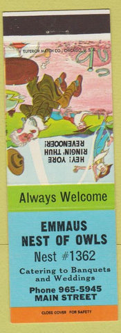Matchbook Cover - Emmaus Nest of Owls PA hillbilly #1