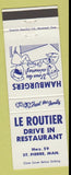 Matchbook Cover - Le Routier Drive In Restaurant ST Pierre MB white