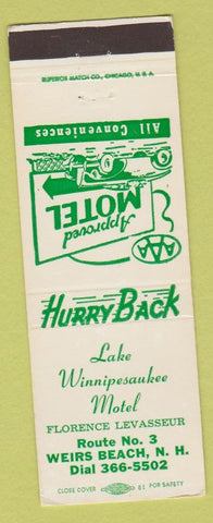 Matchbook Cover - Lake Winnipesaukee Motel Weirs Beach NH