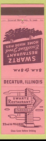 Matchbook Cover - Swartz Restaurant Decatur IL