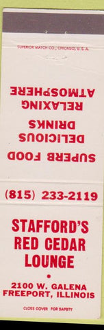 Matchbook Cover - Stafford's Red Cedar Lounge Freeport IL