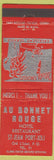 Matchbook Cover - Au Bonnet House Cte L Islet QC low phone #