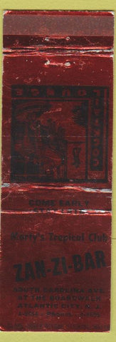 Matchbook Cover - Zan Zi Bar Atlantic City NJ Marty's Tropical Club
