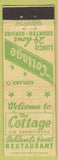Matchbook Cover - The Cottage Restaurant Ashland OH