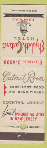 Matchbook Cover - Elizabeth Carteret Hotel Elizabeth NJ