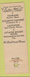 Matchbook Cover - Elizabeth Carteret Hotel Elizabeth NJ