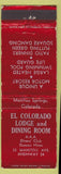 Matchbook Cover - El Colorado Lodge Dining Room Manitou Springs Colorado