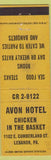 Matchbook Cover - Avon Hotel Lebanon PA WEAR
