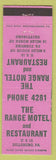 Matchbook Cover - Range Motel Restaurant Dillsburg PA