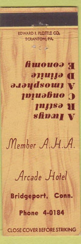 Matchbook Cover - Arcade Hotel Bridgeport CT