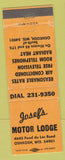 Matchbook Cover - Josef's Motor Lodge Oshkosh WI