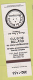 Matchbook Cover - Club De Billiards Montreal QC