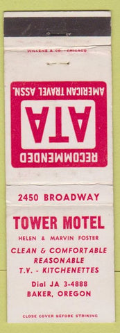 Matchbook Cover - Tower Motel Baker OR WEAR